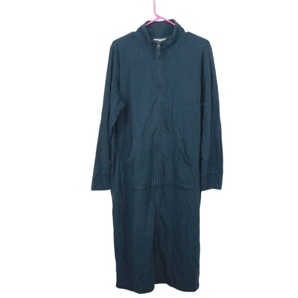 L.L. Bean Other - LL Bean Navy Blue Cotton Blend Robe Long Full Zip Size L Pet